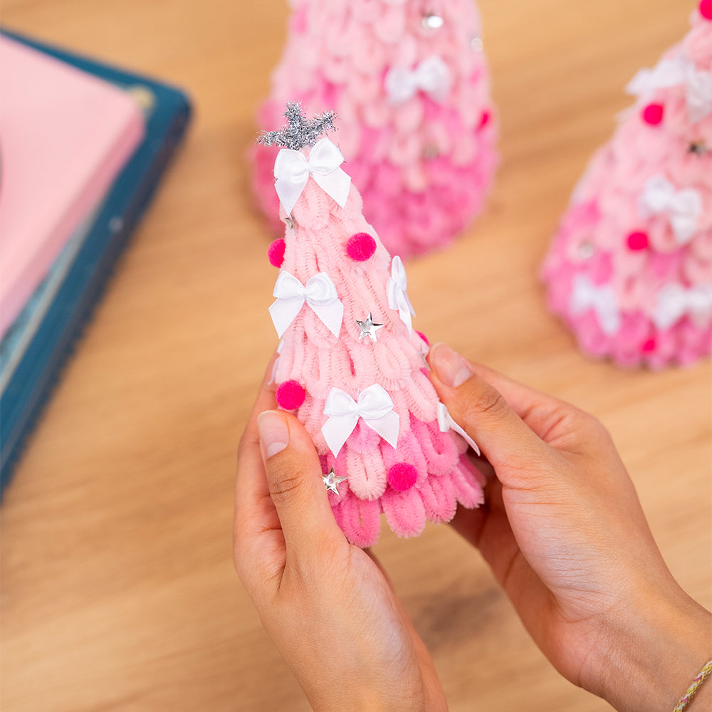 PASTEL PINK - Christmas Tree Pipe Cleaner Craft Kit