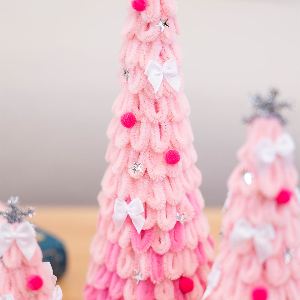 PASTEL PINK - Christmas Tree Pipe Cleaner Craft Kit