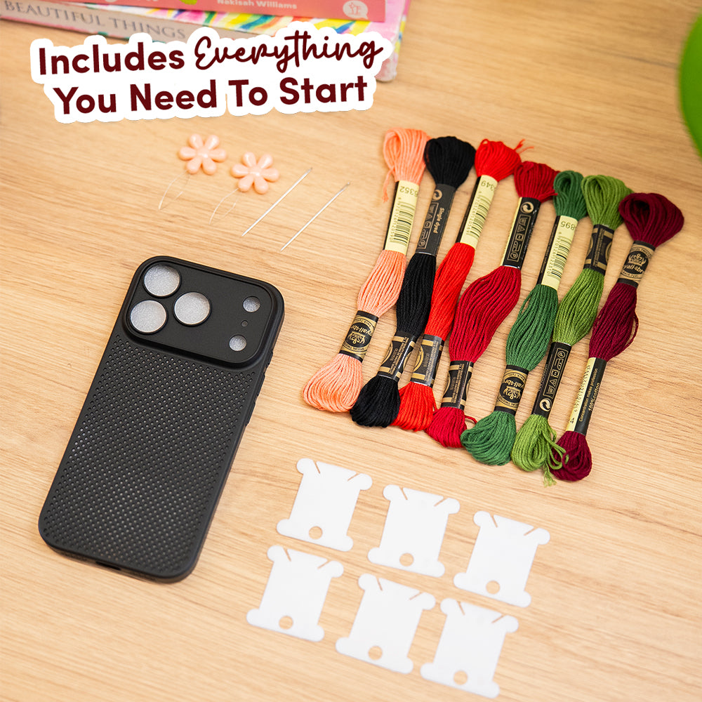 Craft Club Briar Rose Cross Stitch Phone Case Kit — includes everything you need to start