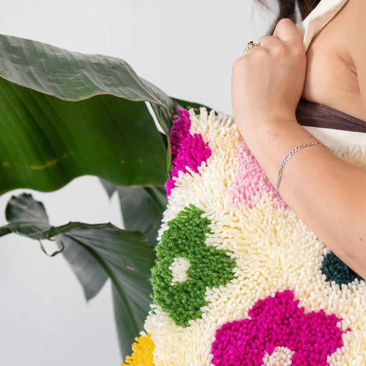 Craft Club Co BLOSSOMING Tote Bag Kit | Latch Hook Tote Bag