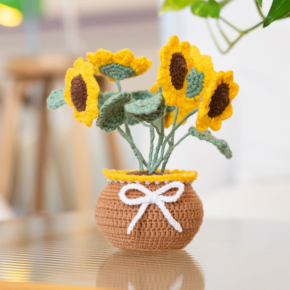 Craft Club Co Sunflower Pot DIY | Crochet Pot Plant Kit