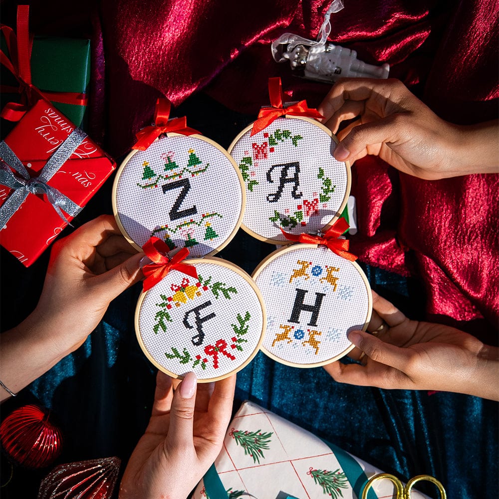 Craft Club Co FAMILY INITIALS - Christmas Mini Ornaments Cross Stitch Kit