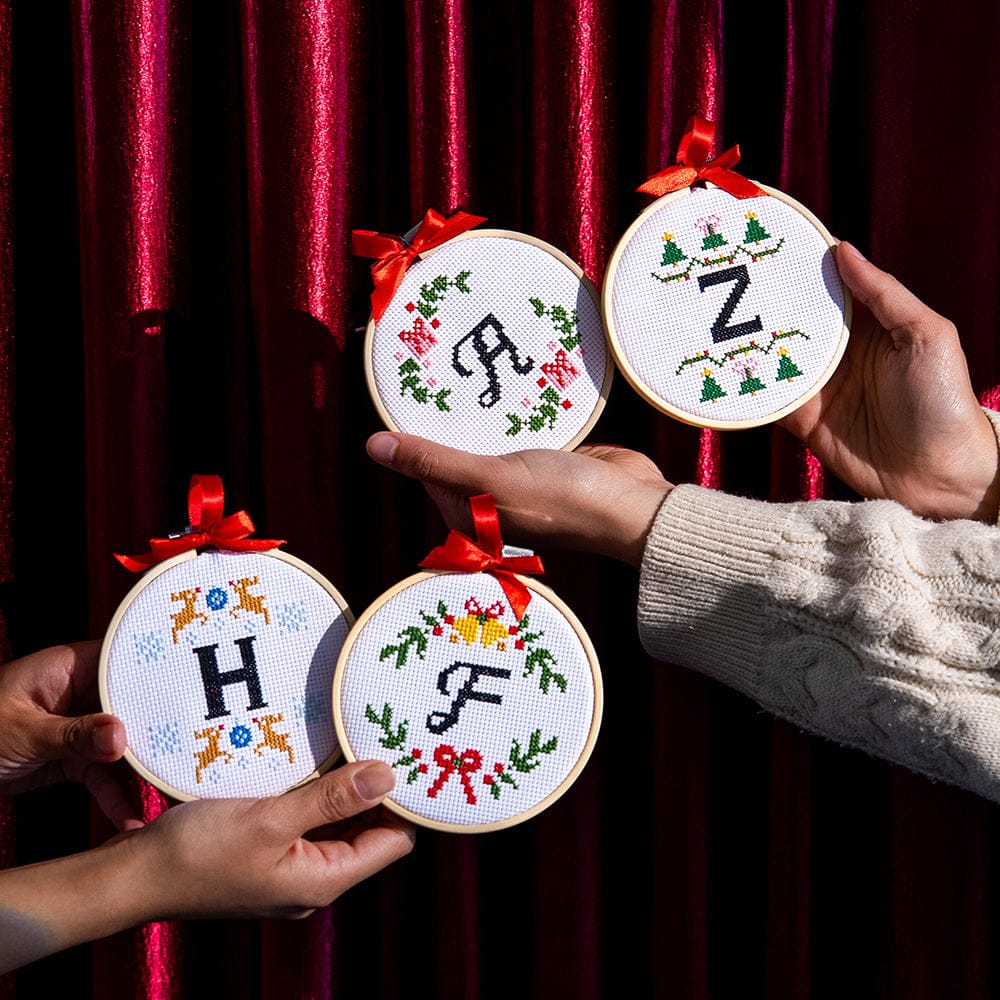 Craft Club Co FAMILY INITIALS - Christmas Mini Ornaments Cross Stitch Kit