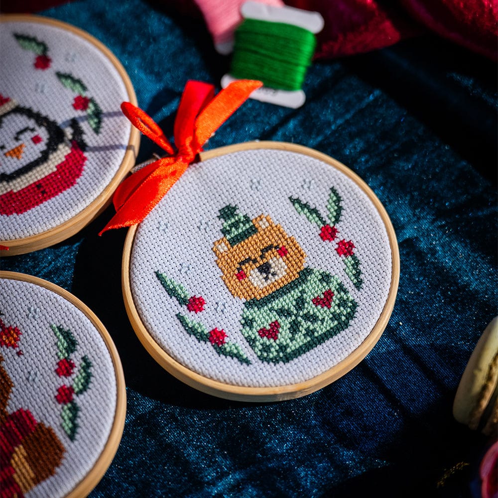 Craft Club Co FESTIVE FRIENDS | Christmas Mini Ornaments Cross Stitch Kit
