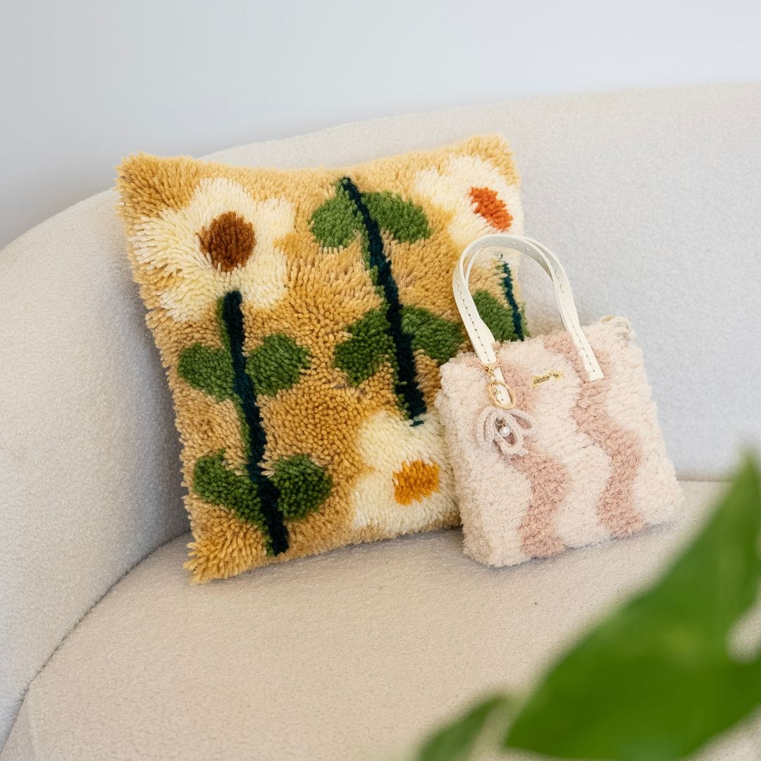 Craft Club Co Down to Earthy | Latch Hook Cushion and Woven Bag Bundle