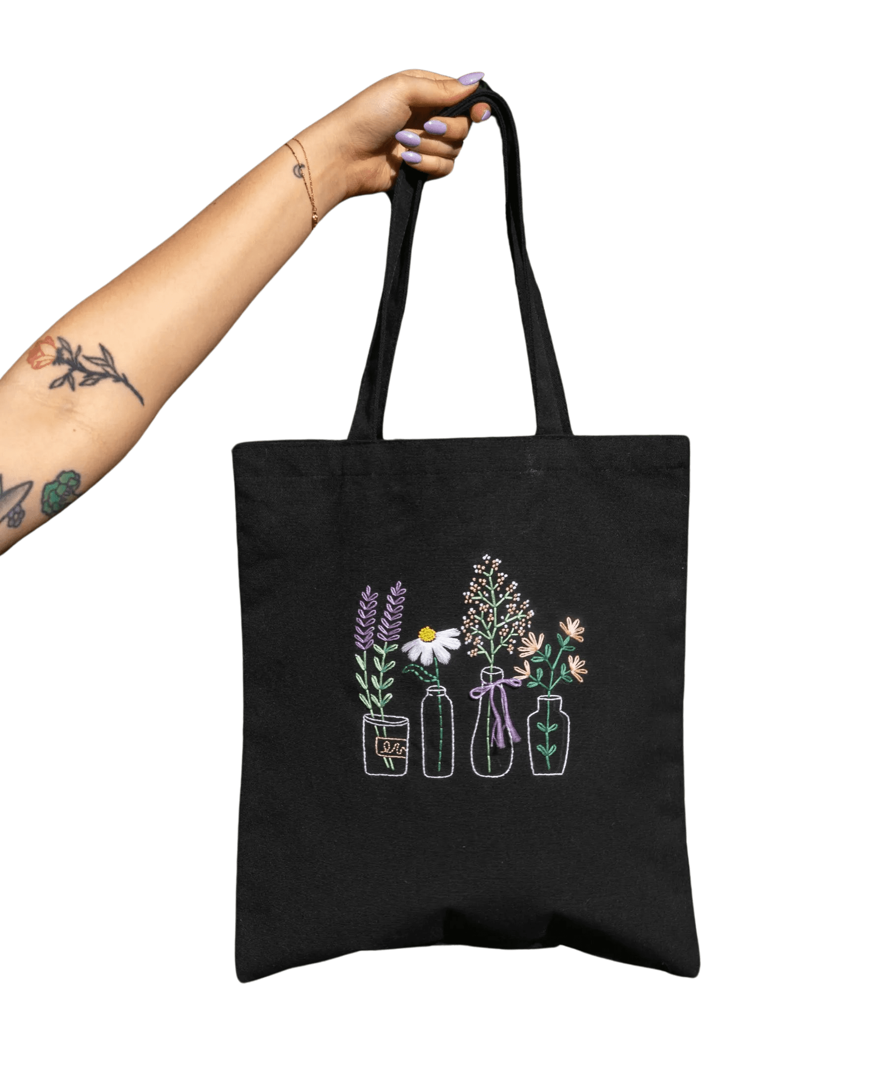 Craft Club Co GARDEN JARS Embroidered Tote Bag Kit