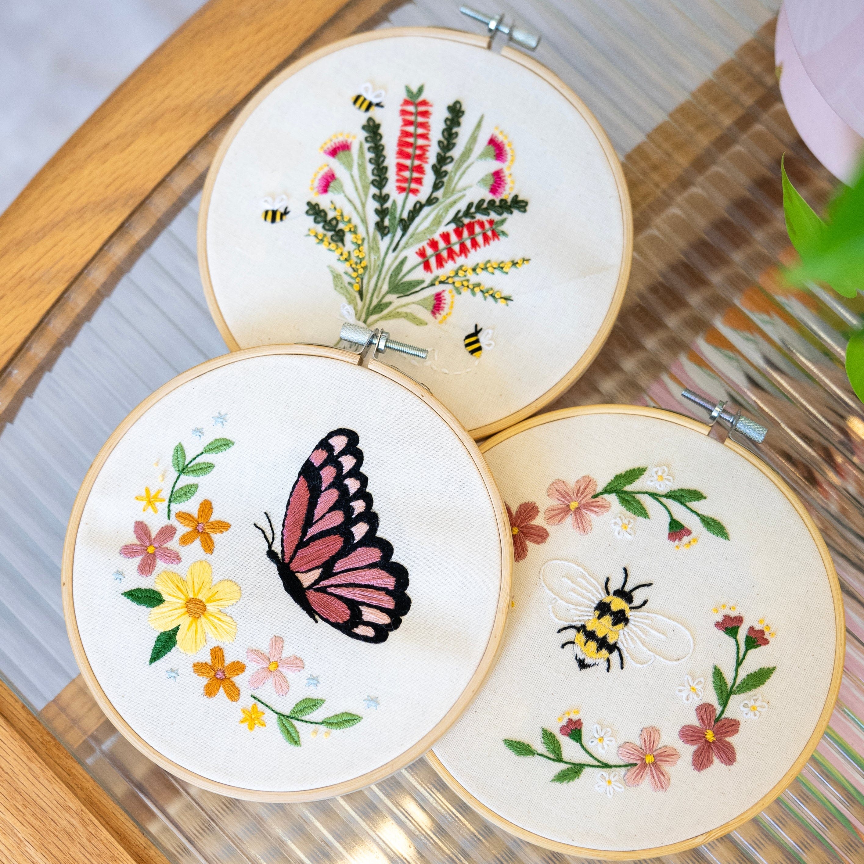 Craft Club Co FLORAL TRIO - Embroidery Kit Bundle