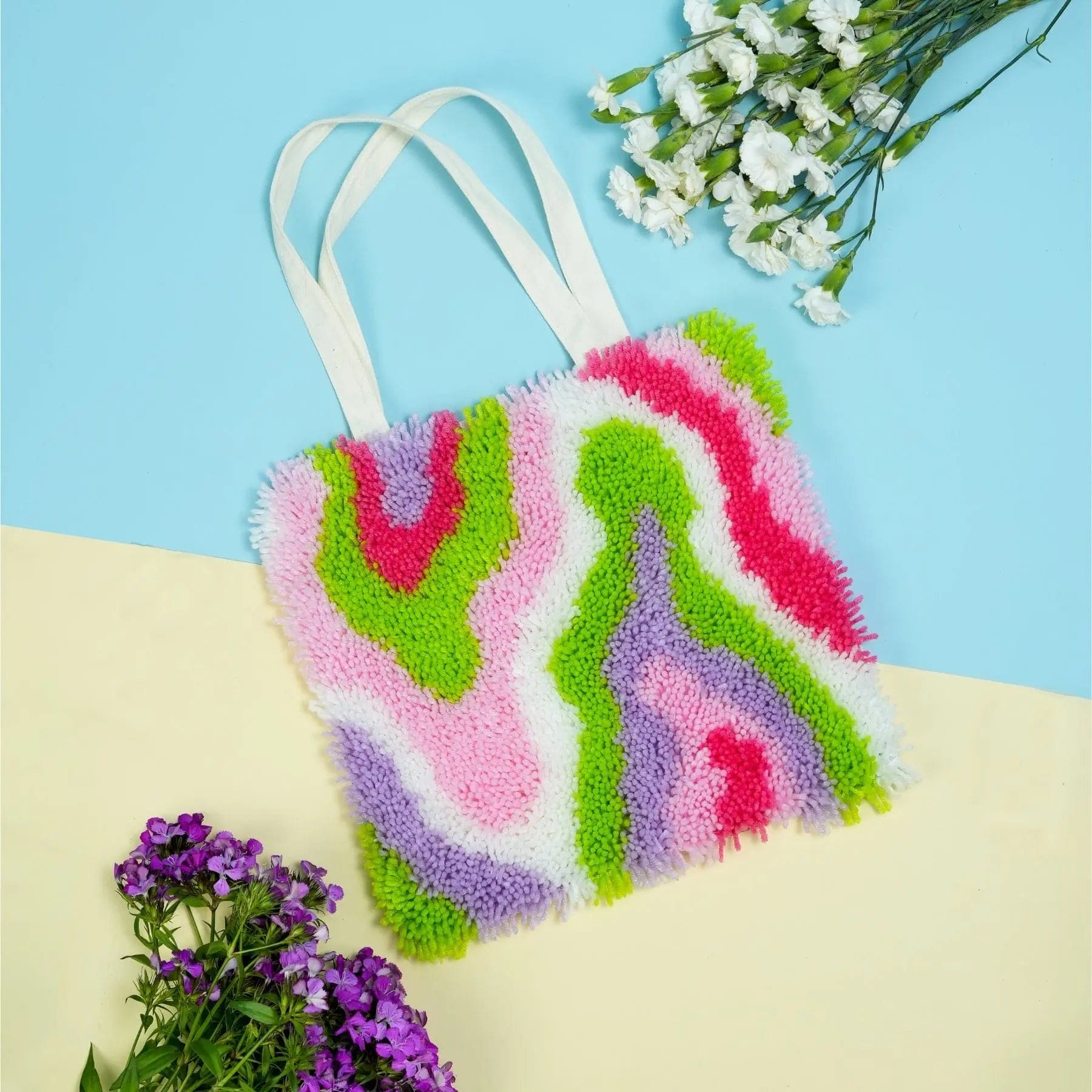 Craft Club Co ACID RAIN Tote Bag Kit | Latch Hook Tote Bag