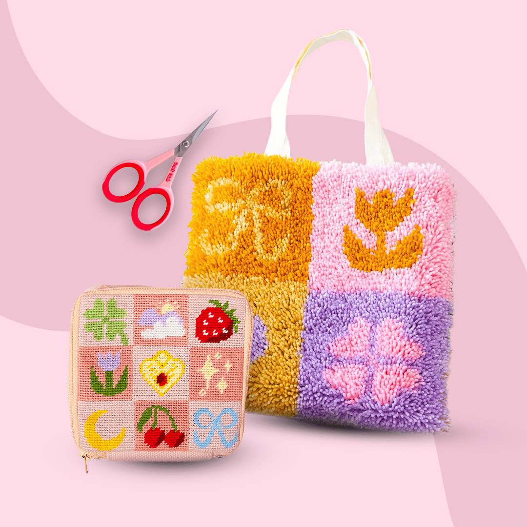 Craft Club Co LUCKY IN LOVE - Half Stitch Pouch & Latch Hook Bundle