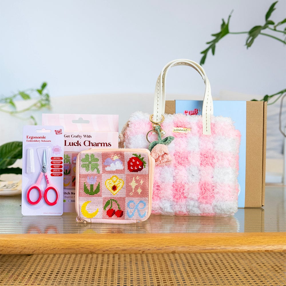 Craft Club Co PINK PERFECTION | Half-Stitch Pouch & Woven Bag Bundle