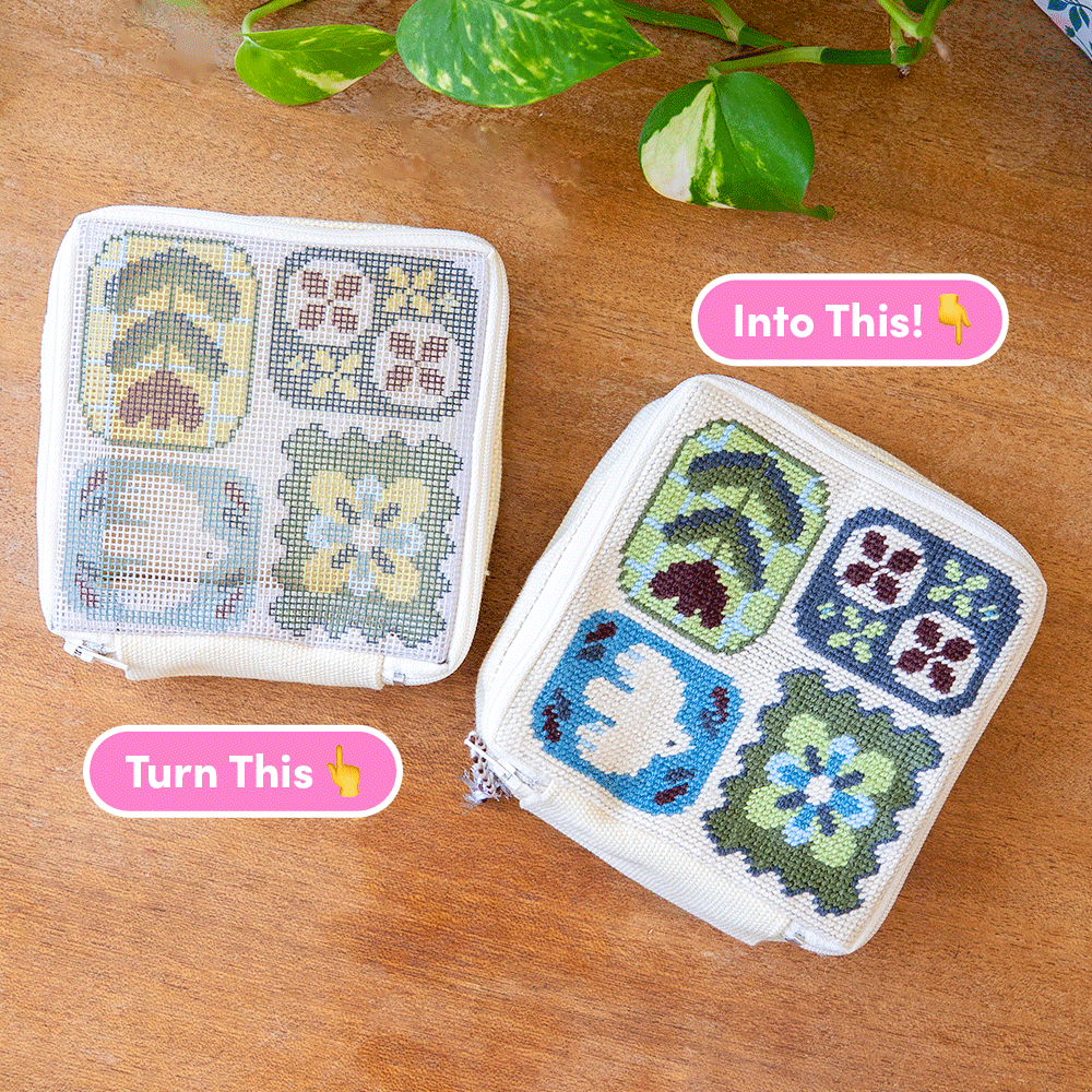 Craft Club Co Fluttering Fables - Needlepoint Pouch Kit