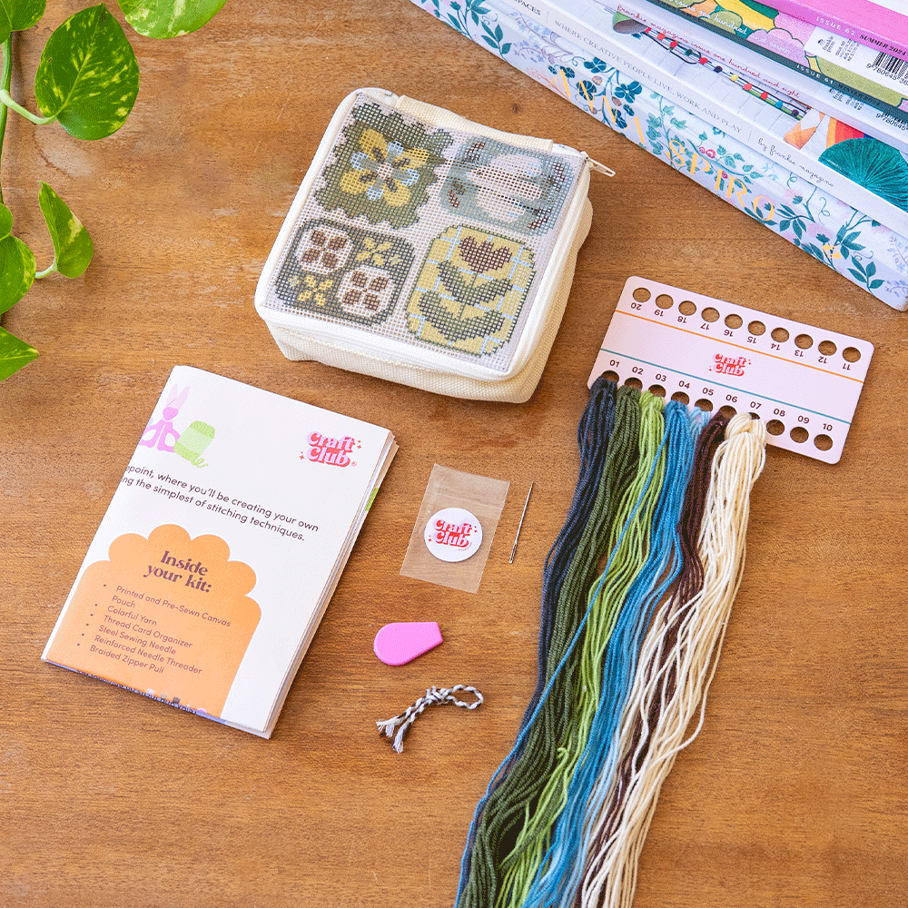 Craft Club Co Fluttering Fables - Needlepoint Pouch Kit