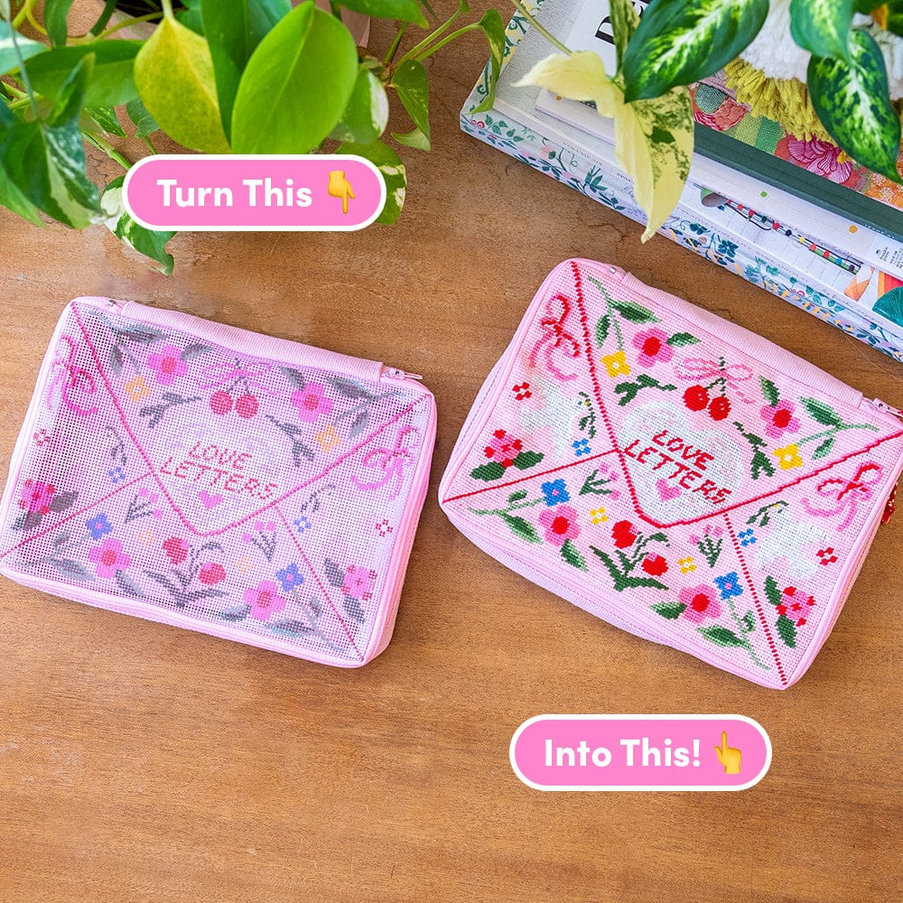 Craft Club Co Love Letters - Needlepoint Pouch Kit