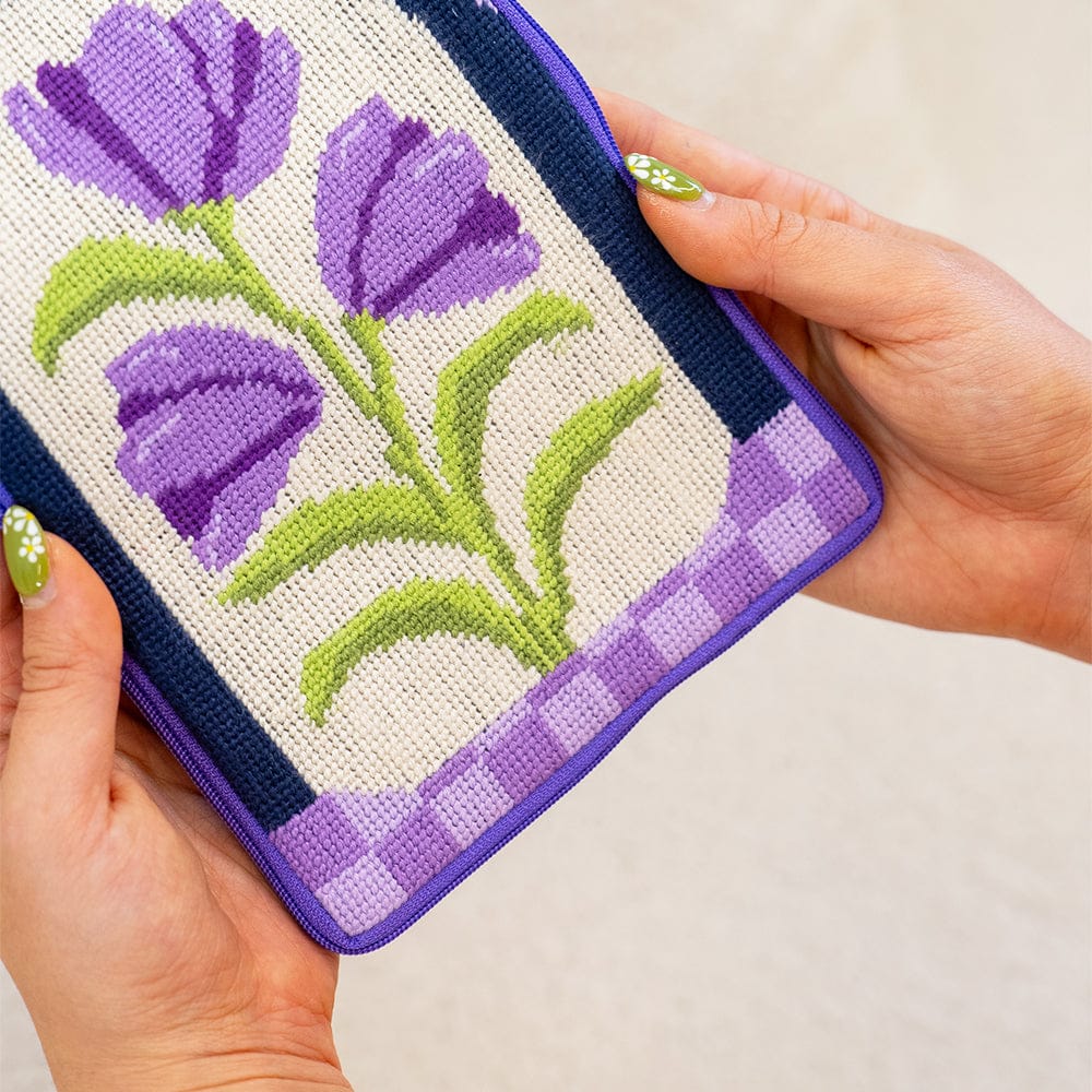 Craft Club Co Purple Petunias - Needlepoint Pouch Kit