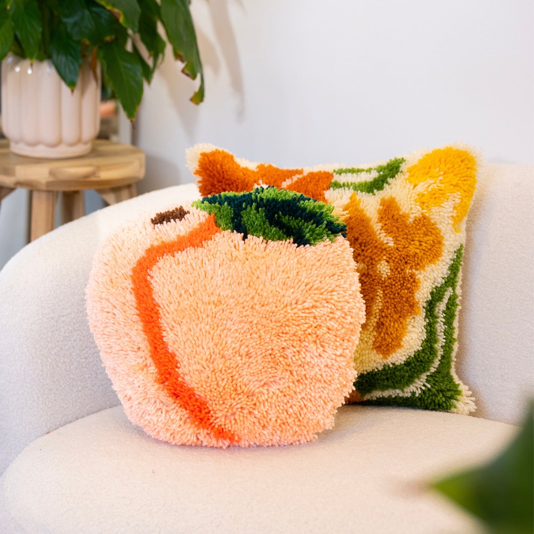 Craft Club Co PEACH Latch Hook Fruit Cushion Kit