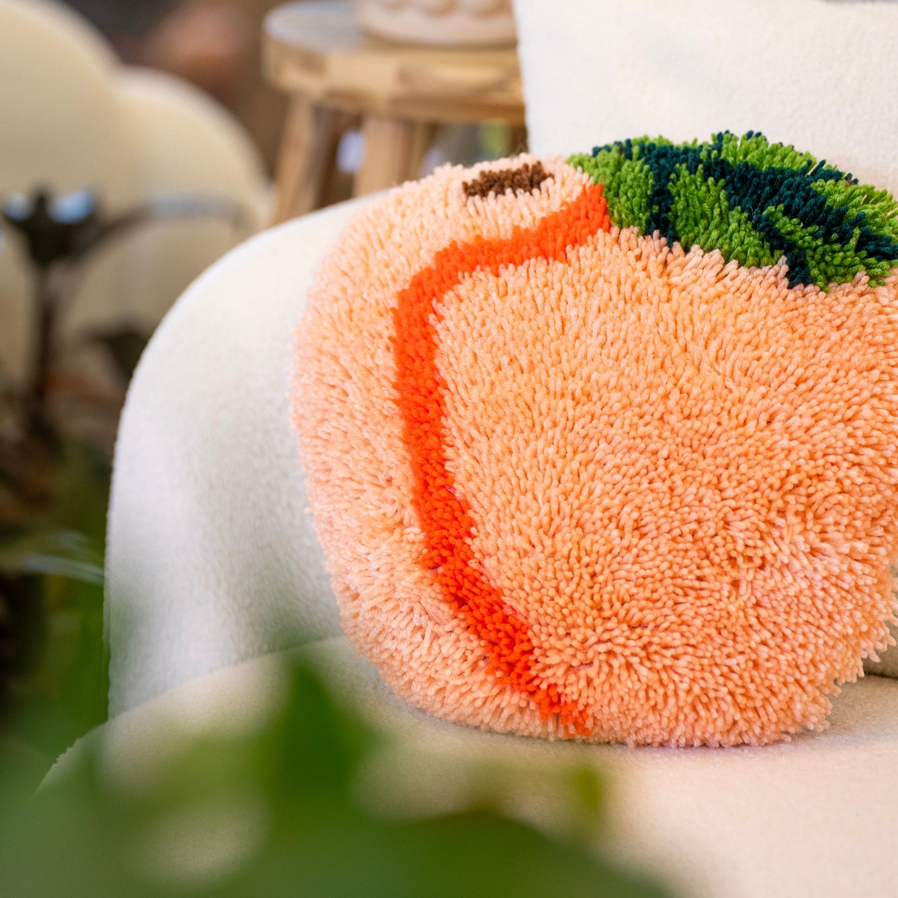 Craft Club Co PEACH Latch Hook Fruit Cushion Kit