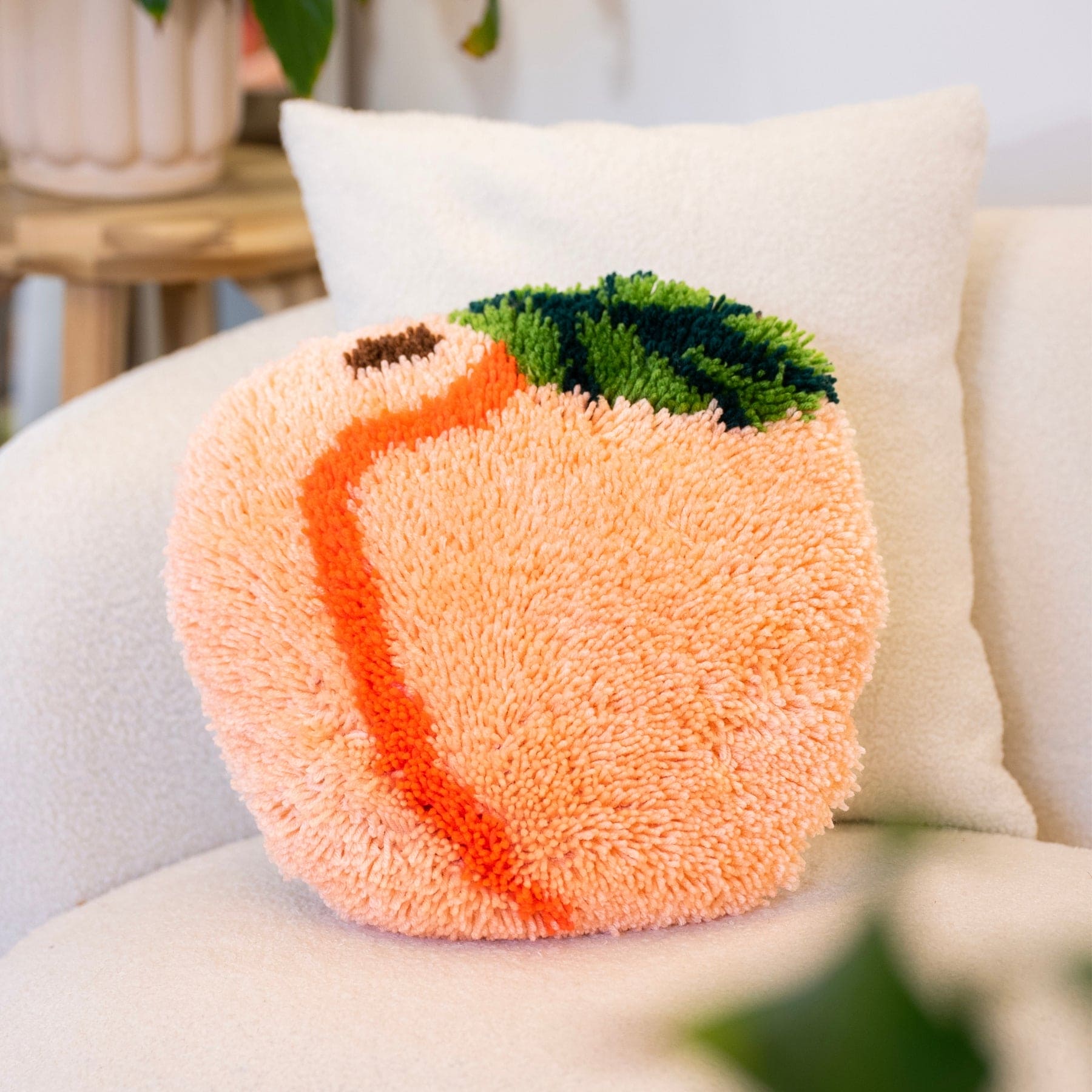 Craft Club Co PEACH Latch Hook Fruit Cushion Kit