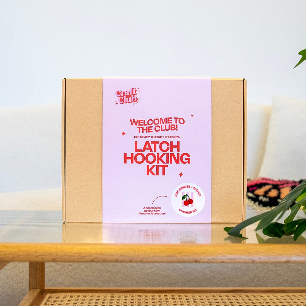 Craft Club Co RIPE STRIPES - CHERRY Latch Hook Cushion Kit