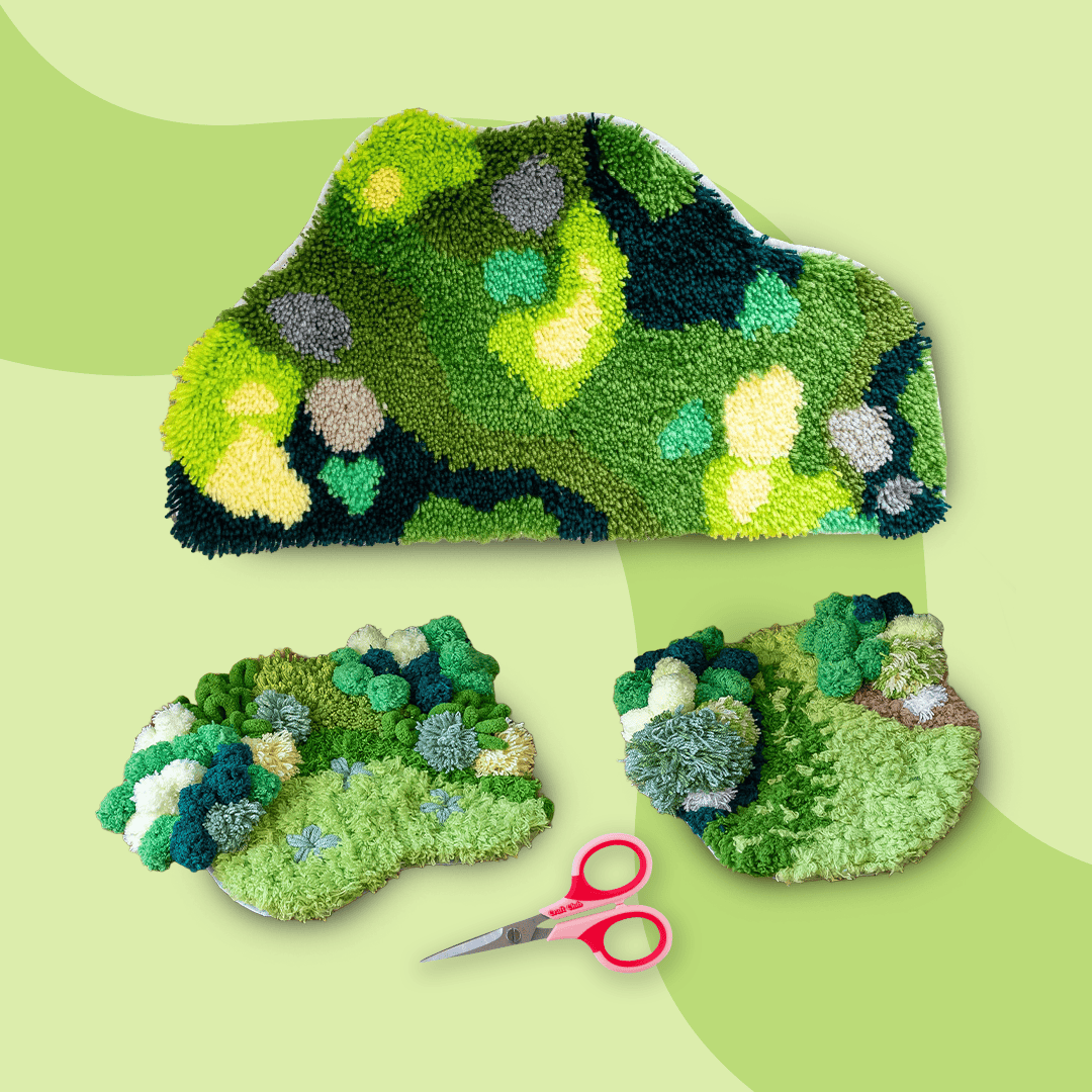 Craft Club Co GREEN GARDEN - Latch Hook & Moss Coaster Bundle