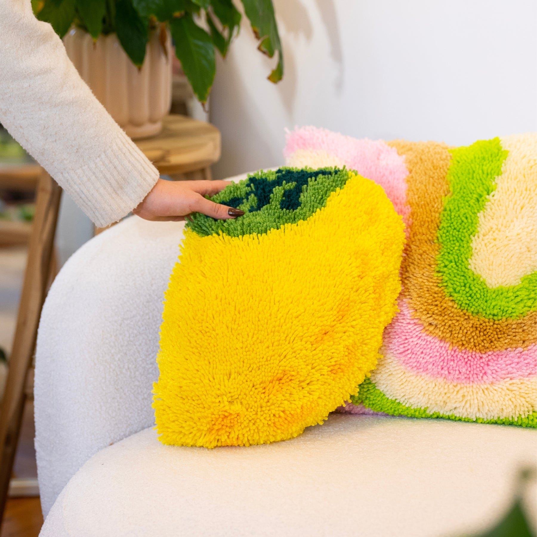 Craft Club Co LEMON Latch Hook Fruit Cushion Kit