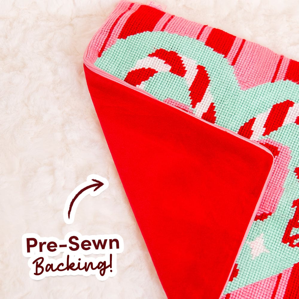 Craft Club PINK CHRISTMAS DUO - Needlepoint Cushion Bundle — pre-sewn backing