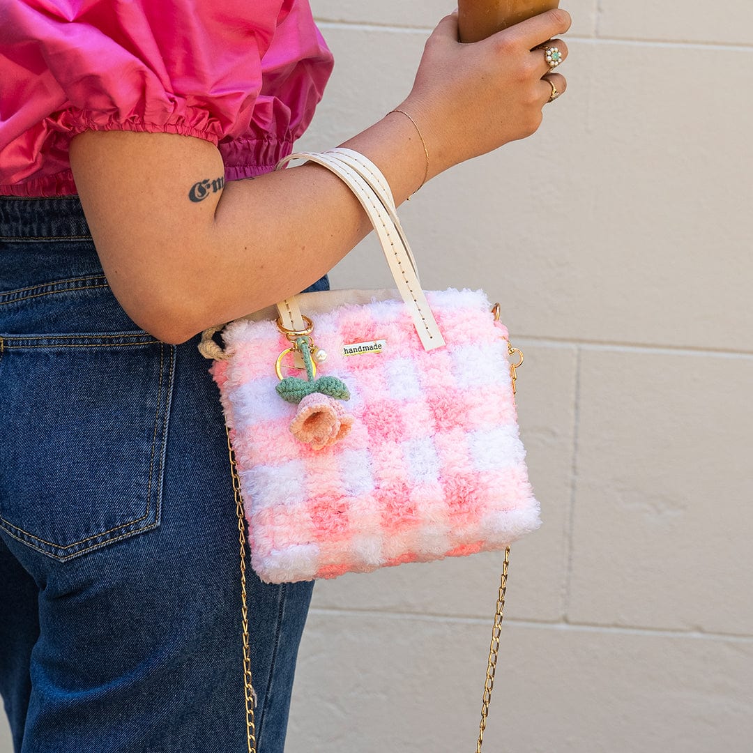 Craft Club Co Gingham | Pink | Woven Handbag DIY Kits