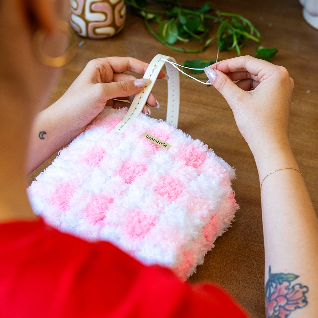 Craft Club Co Gingham | Pink | Woven Handbag DIY Kits