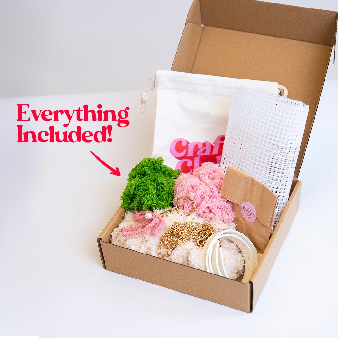 Craft Club Co Gingham | Pink | Woven Handbag DIY Kits