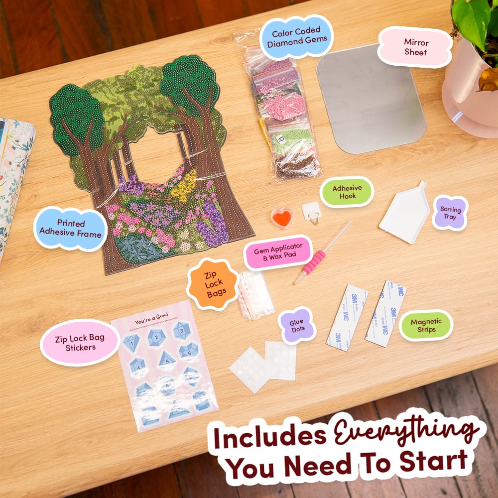 Craft Club Enchanted Forest - Diamond Painting Mirror Wall Hanging Kit