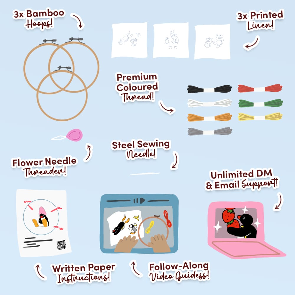 Craft Club FRUITY PINGU™ - Embroidery Kit