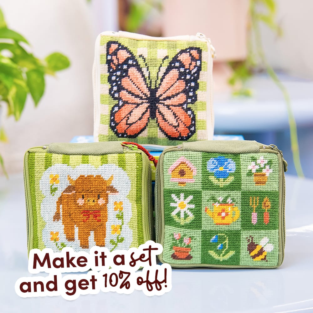 Craft Club GARDEN CHARMS - Needlepoint Pouch Kit