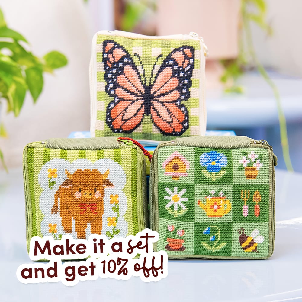 Craft Club GINGHAM BUTTERFLY - Needlepoint Pouch Kit