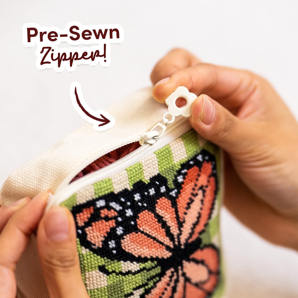 Craft Club GINGHAM BUTTERFLY - Needlepoint Pouch Kit