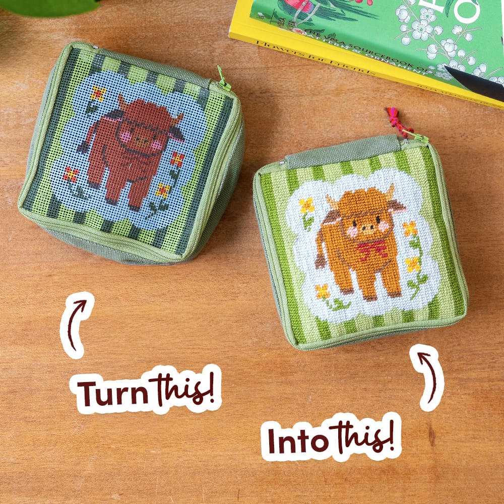 Craft Club HIGHLAND COW - Needlepoint Pouch Kit