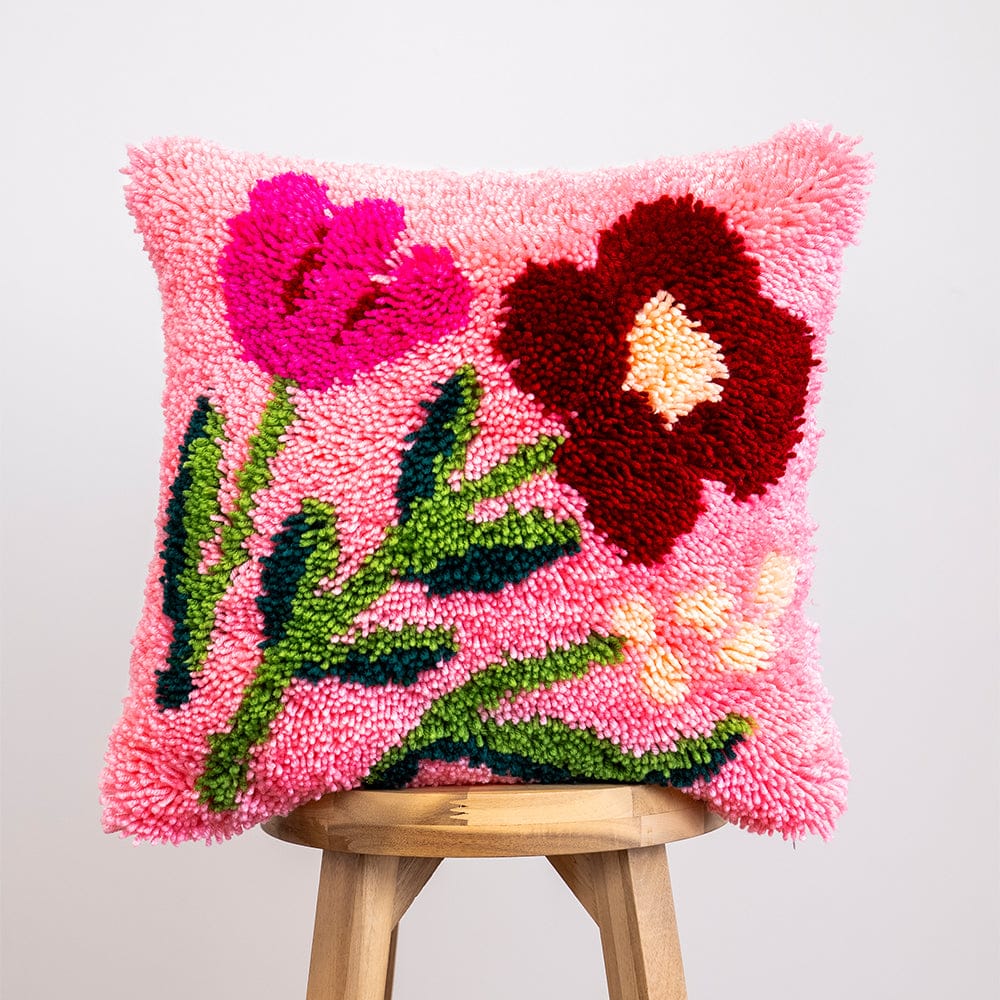 Craft Club Fuchsia Wild Blooms - Latch Hook Cushion Kit