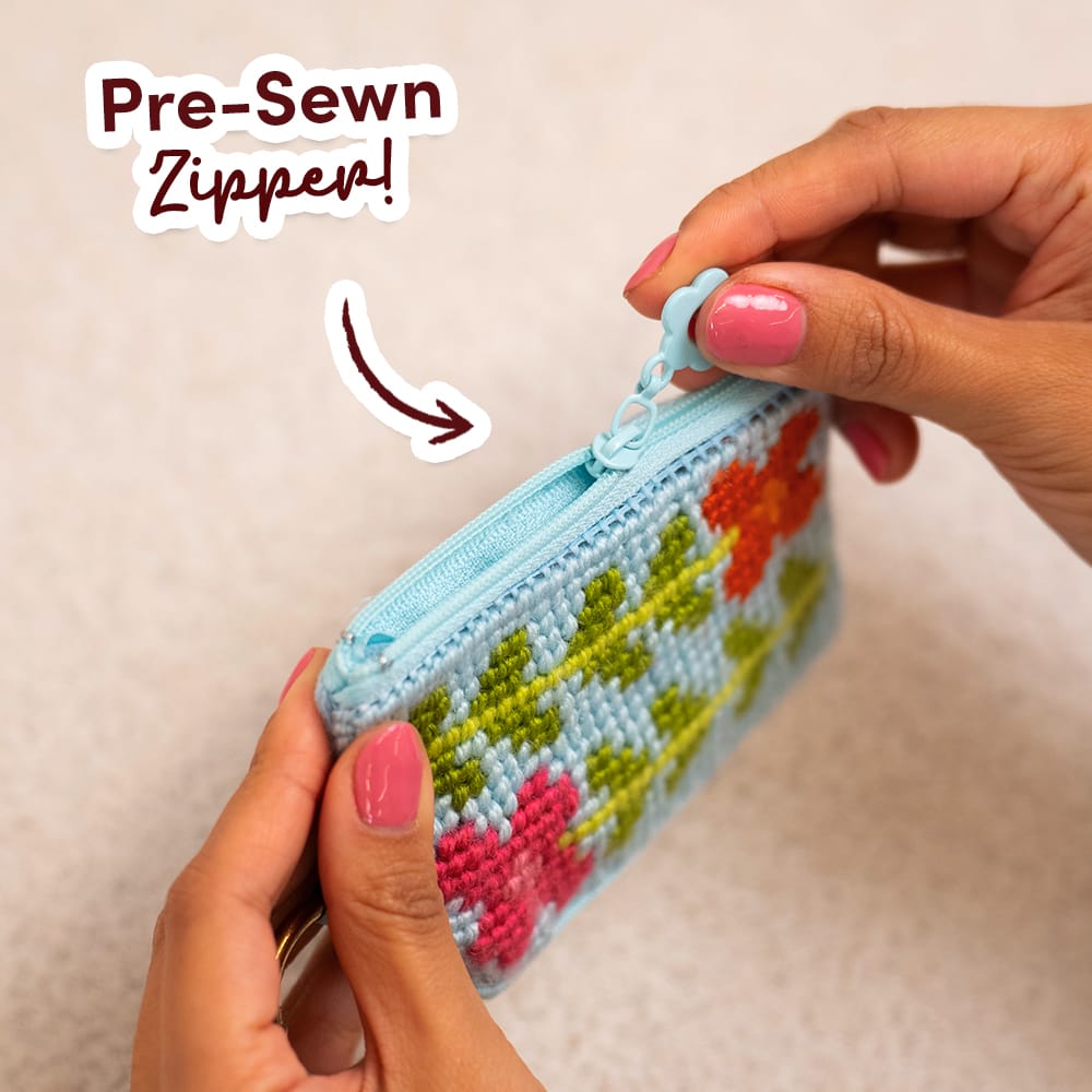 Craft Club BEGINNER BLOOMS - Needlepoint Taster Pouch Kit