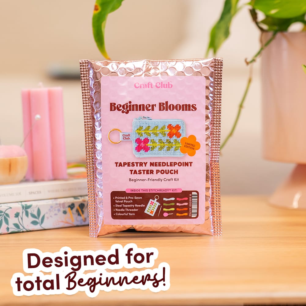 Craft Club BEGINNER BLOOMS - Needlepoint Taster Pouch Kit