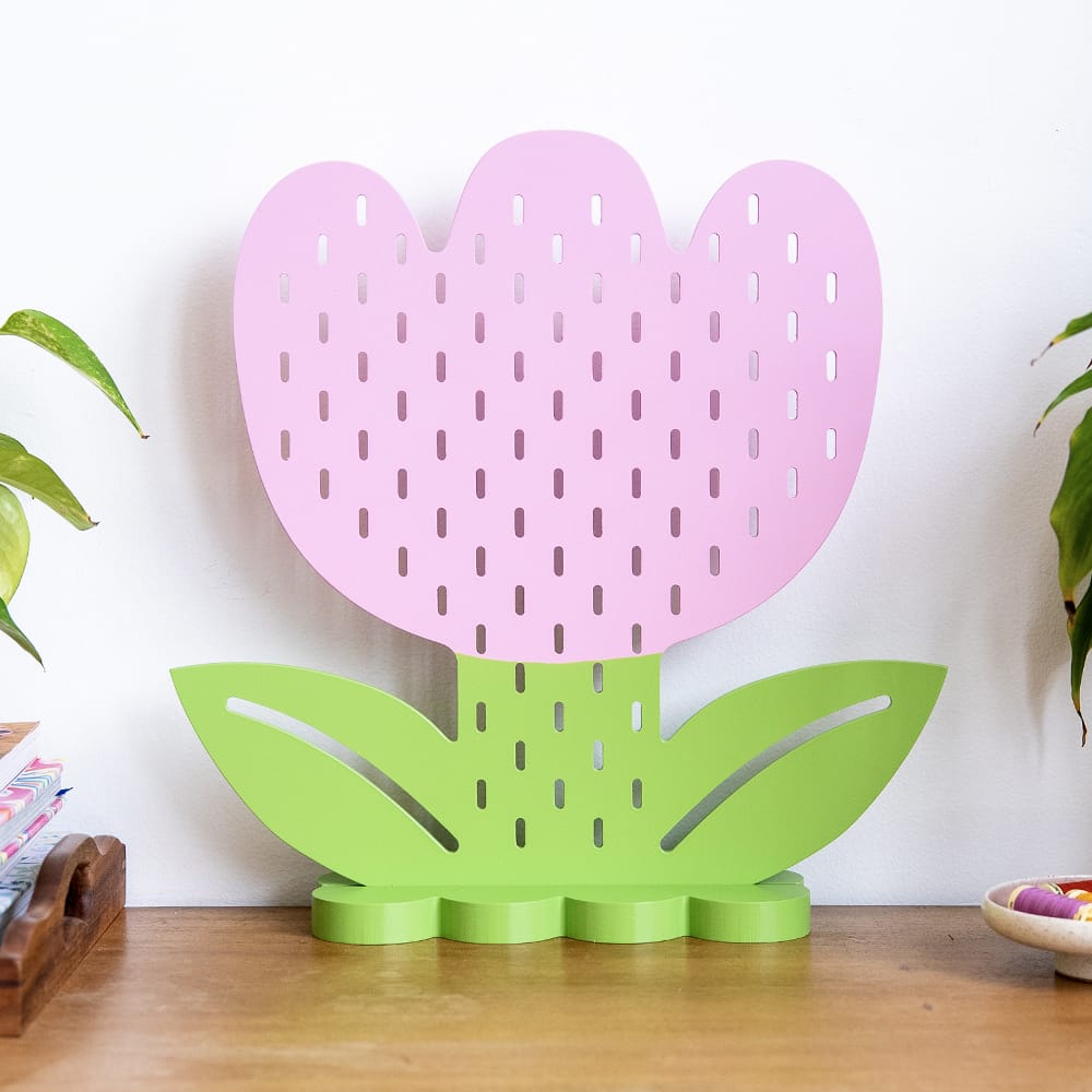 Craft Club PINK TULIP - Pegboard — on a sideboard
