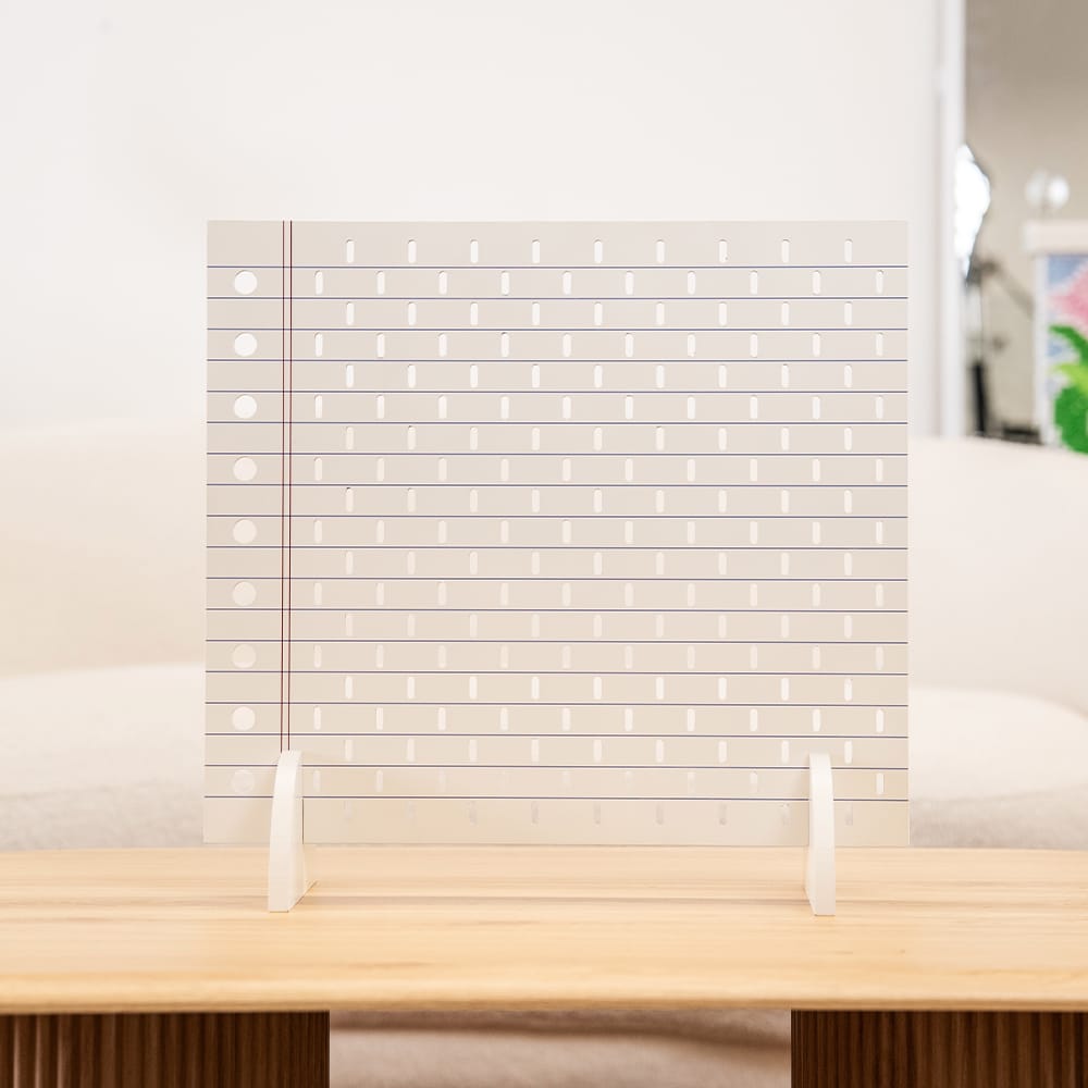 Craft Club TAKING NOTES - Pegboard — standing on a wooden desk