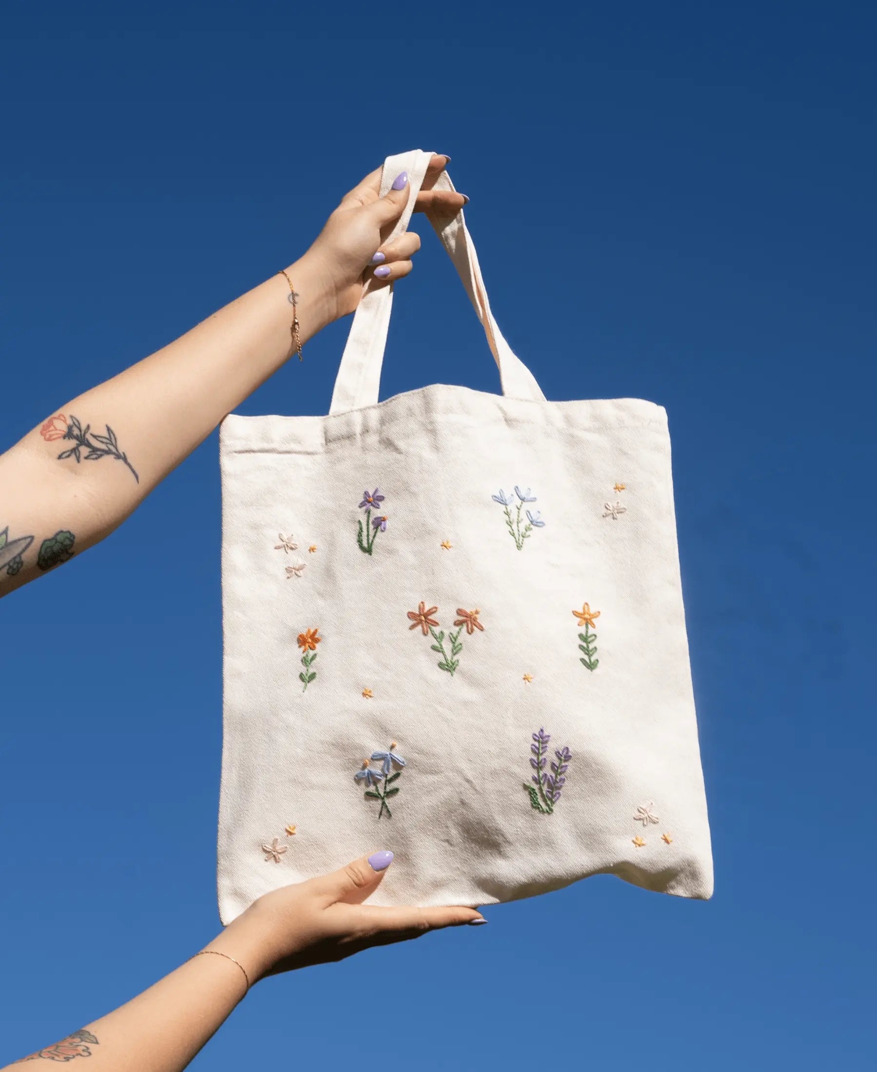 Craft Club Co Australia FLOWER FIELD Embroidered Tote Bag Kit