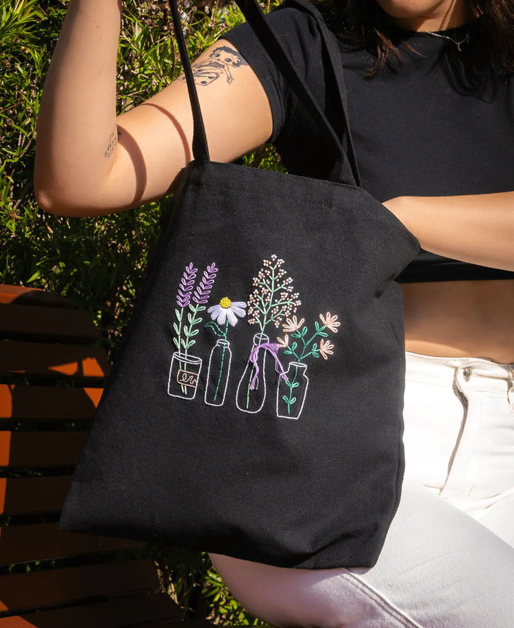 Craft Club Co Australia GARDEN JARS Embroidered Tote Bag Kit