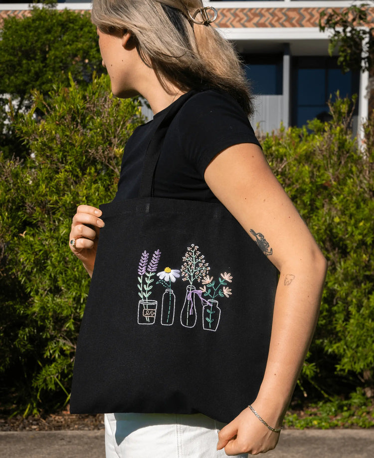 Craft Club Co Australia GARDEN JARS Embroidered Tote Bag Kit