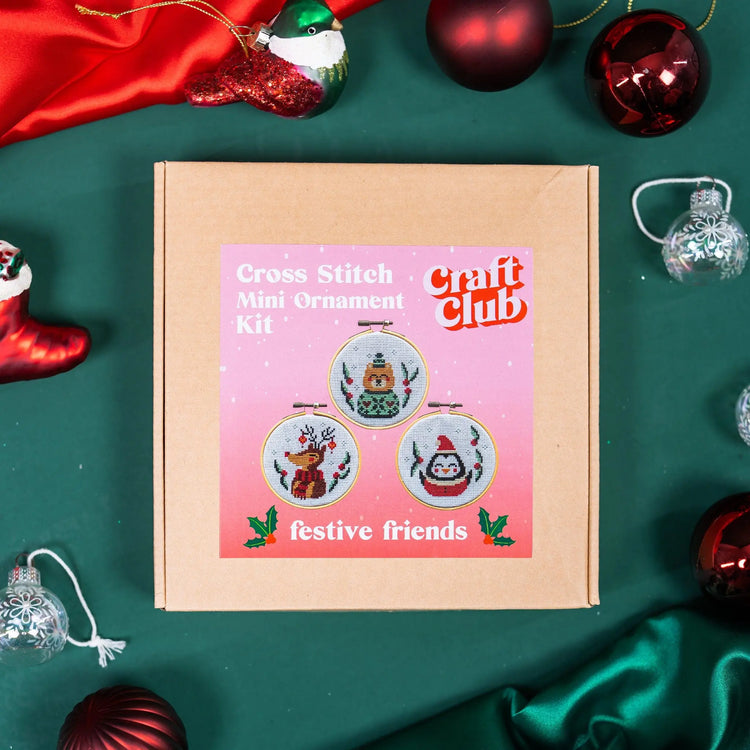 Craft Club Co CHRISTMAS MINI ORNAMENTS Cross Stitch Kit