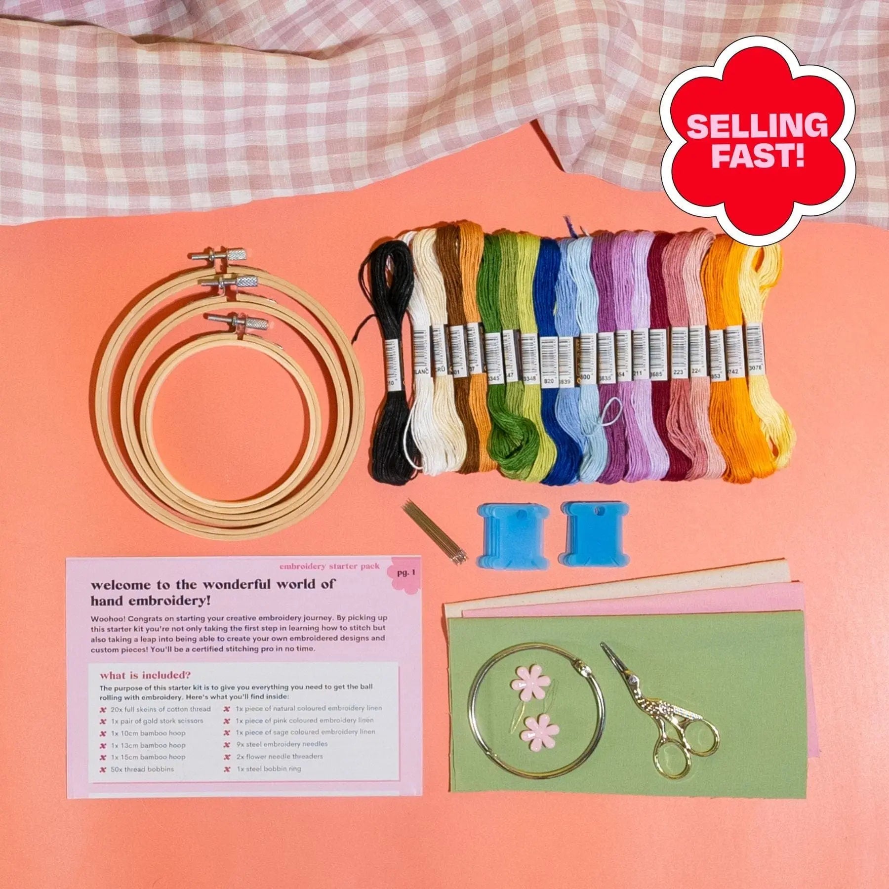 EMBROIDERY STARTER KIT Beginners Embroidery DIY Supplies