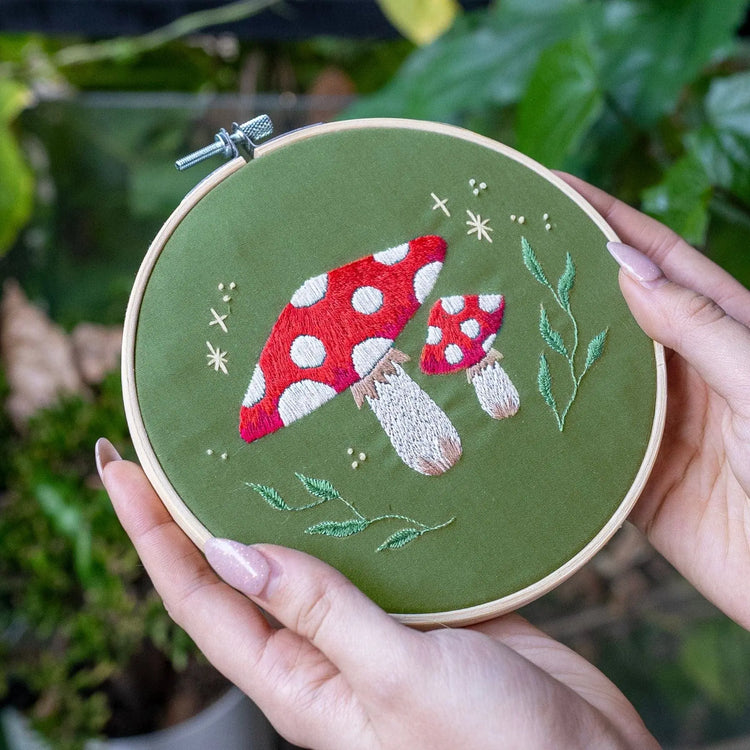 Mushroom embroidery on sale