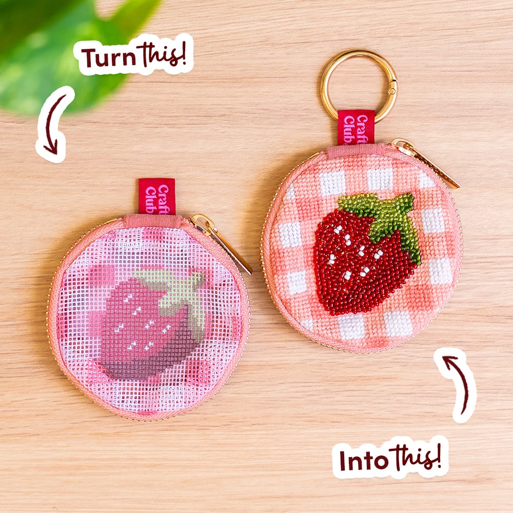 Craft Club Co ITTY BITTY STRAWBERRY - Beaded Pouch Kit