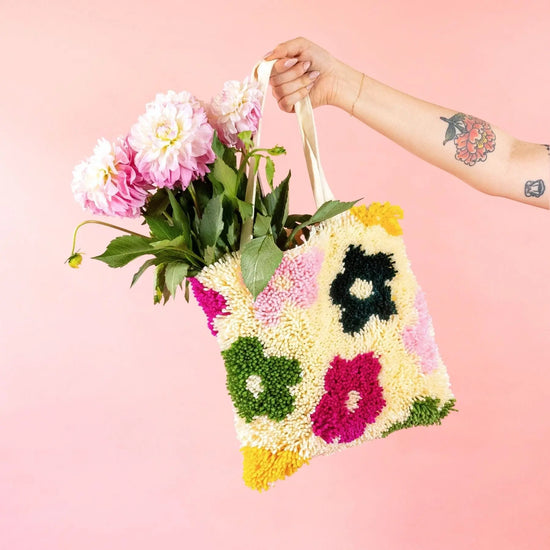 Craft Club Co BLOSSOMING Tote Bag Kit | Latch Hook Tote Bag