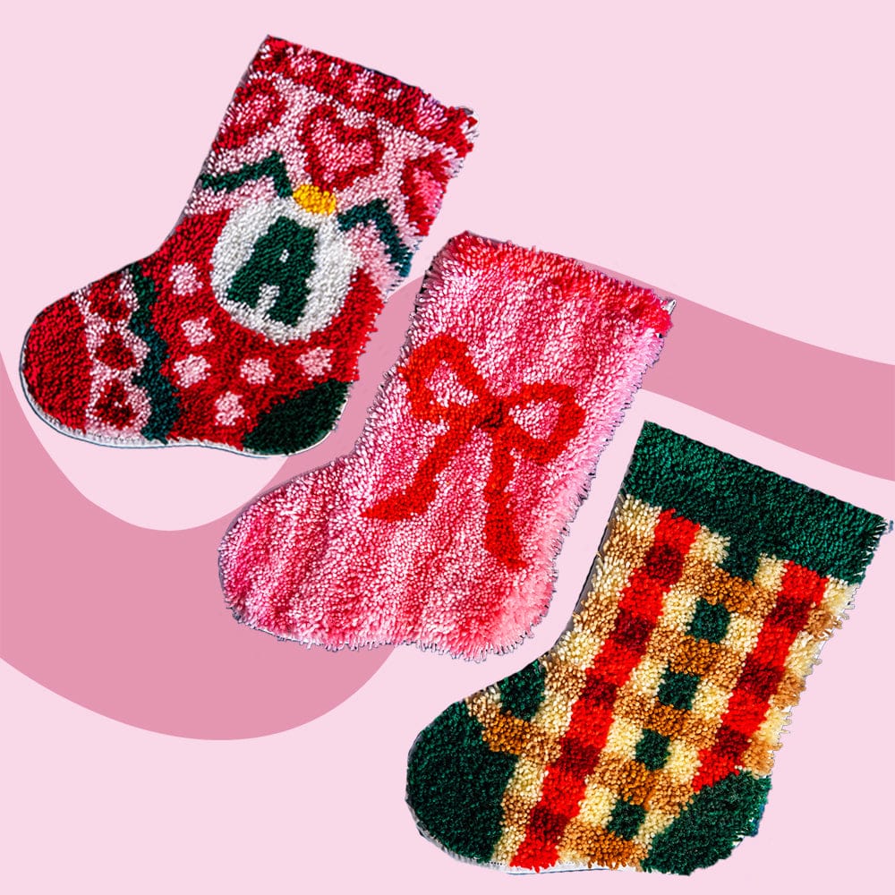 Craft Club Co Christmas Stockings Trio - Latch Hook Stockings Bundle