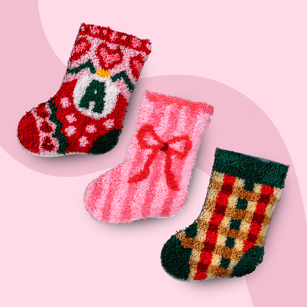 Craft Club Co Christmas Stockings Trio - Latch Hook Stockings Bundle