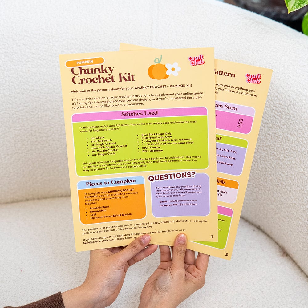 Craft Club Co PUMPKIN Chunky Crochet Kit